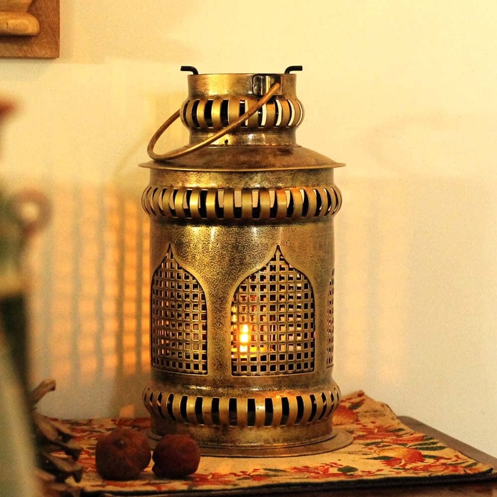 Iron Golden Antique Lantern T-light, For Decoration - Image 2