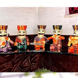 Handcrafted Traditional Indian Musician Figurines – Set of 5 Colorful Decorative Sculptures