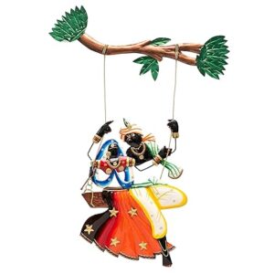Handcrafted radha krishan Swinging Figurine – Colorful Traditional Art Sculpture