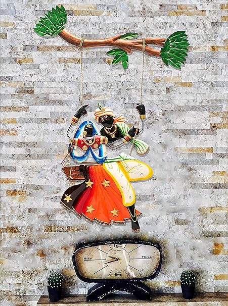 Handcrafted radha krishan Swinging Figurine – Colorful Traditional Art Sculpture - Image 3