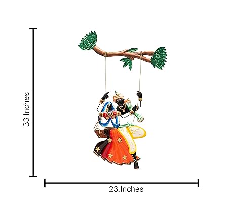 Handcrafted radha krishan Swinging Figurine – Colorful Traditional Art Sculpture - Image 2