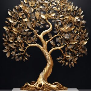 Iron Pipe Folding Tree Metal Abstract Wall Sculpture – Modern Wall Art for Home, Living Room, Office, Cafe (8x2x30 Inches)