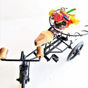 Neotea Handcrafted Iron & Wood Decorative Miniature Bicycle Showpiece – Antique Wrought Iron and Wooden Vintage Bike Model for Home, Office & Table Décor