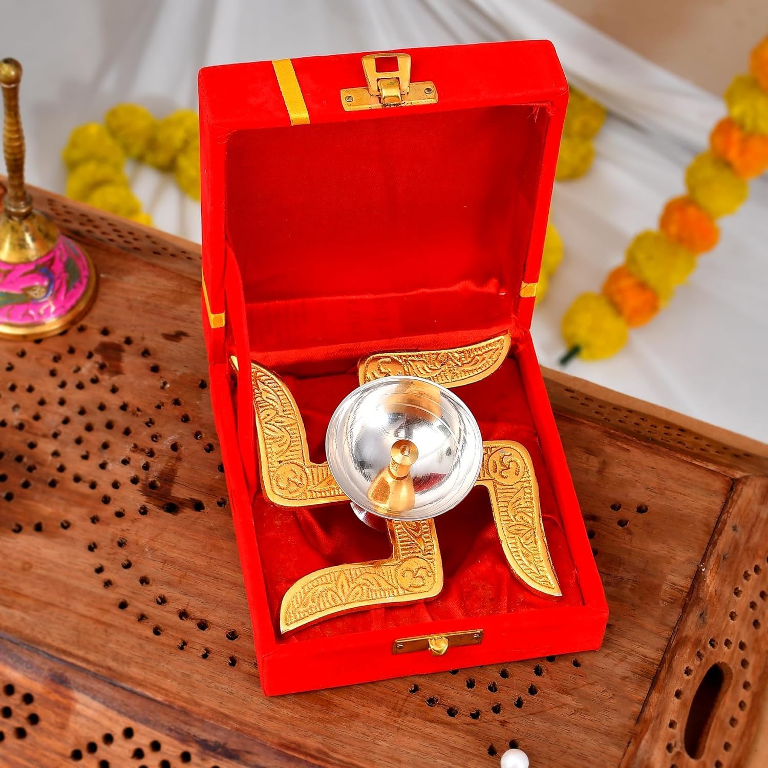 Brass Swastik Diya for Pooja – Traditional Akhand Diya for Diwali, Mandir, Home Temple & Daily Rituals | Durable Brass Oil Lamp for Pooja Decoration - Image 2