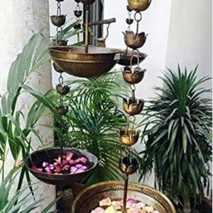 Exact Handicraft Flower Hanging Urli Bowl – Wall-Mounted Lotus Metal Uruli for Floating Diyas, Tea Lights & Flower Decoration | Gold Hanging Urli for Diwali, Pooja, Home & Office Décor (21 × 21 × 13 cm, Pack of 1)
